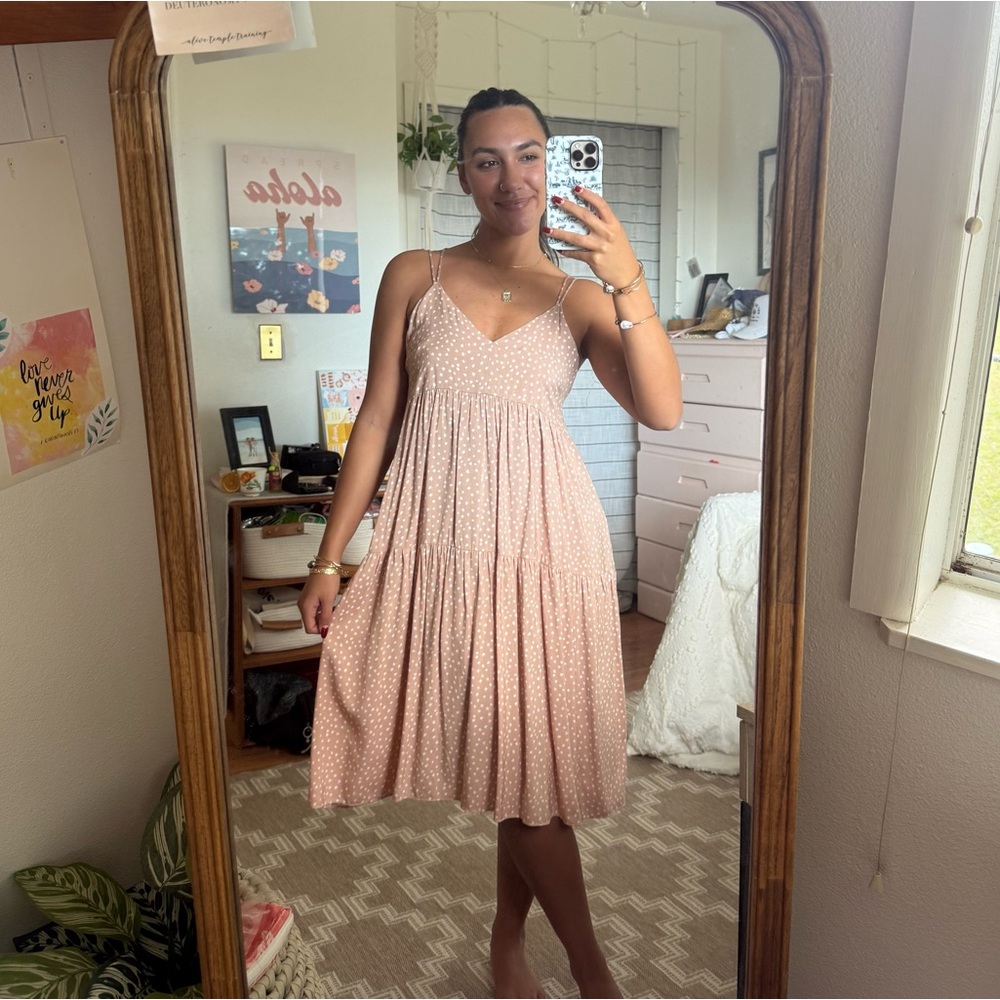 Scrappy Blush Pink Polka Dot Midi Dress - NWT